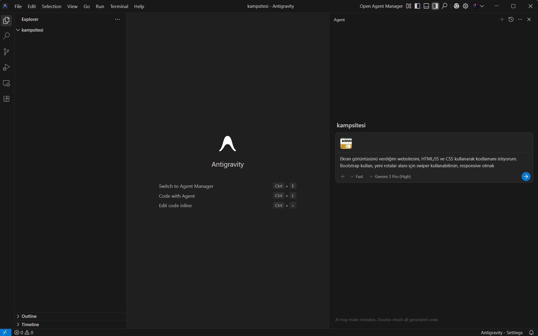 yapay zekaya websitesi kodlattırmak
